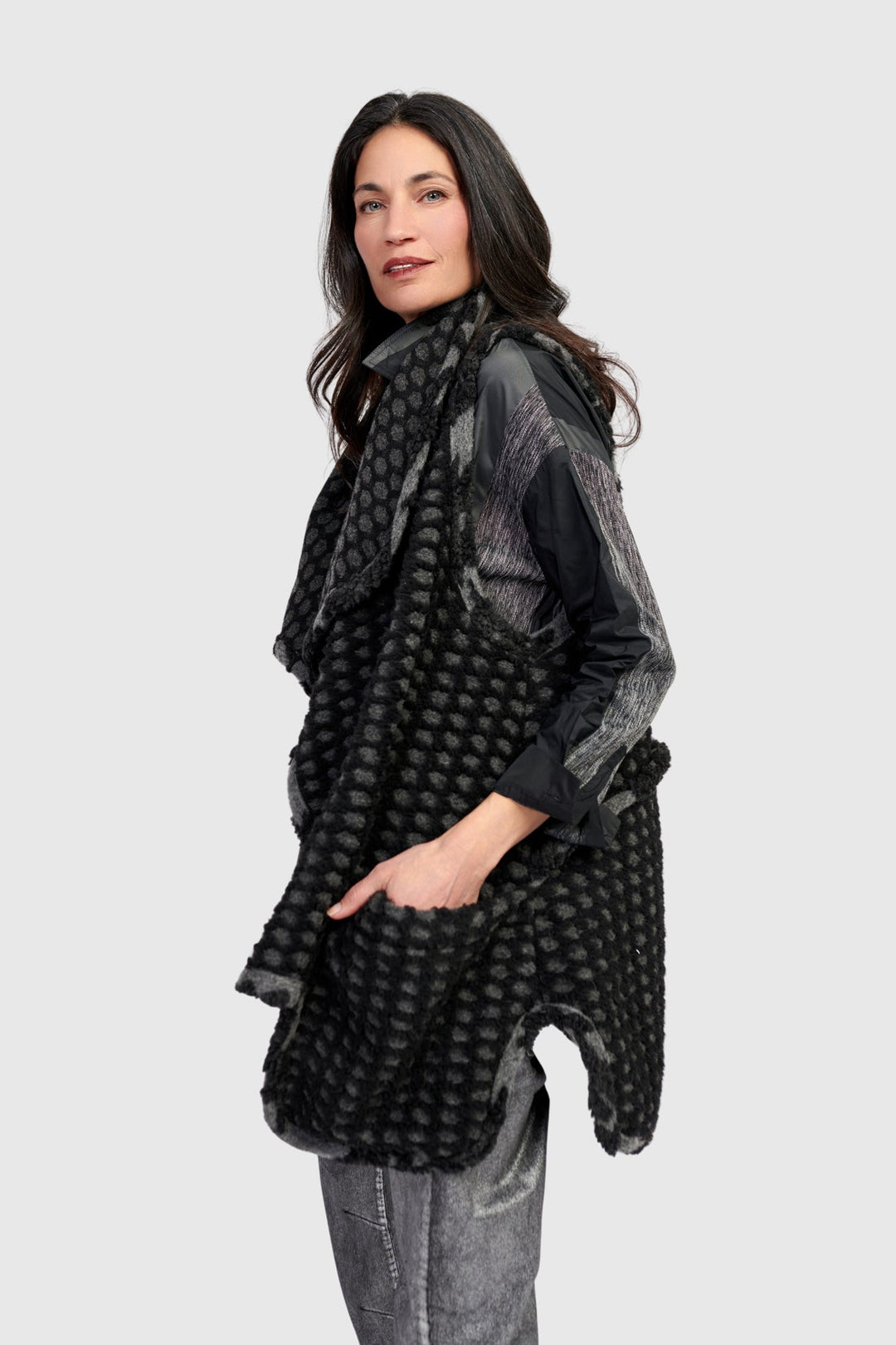 Ashen Cozy Draped Vest, Net