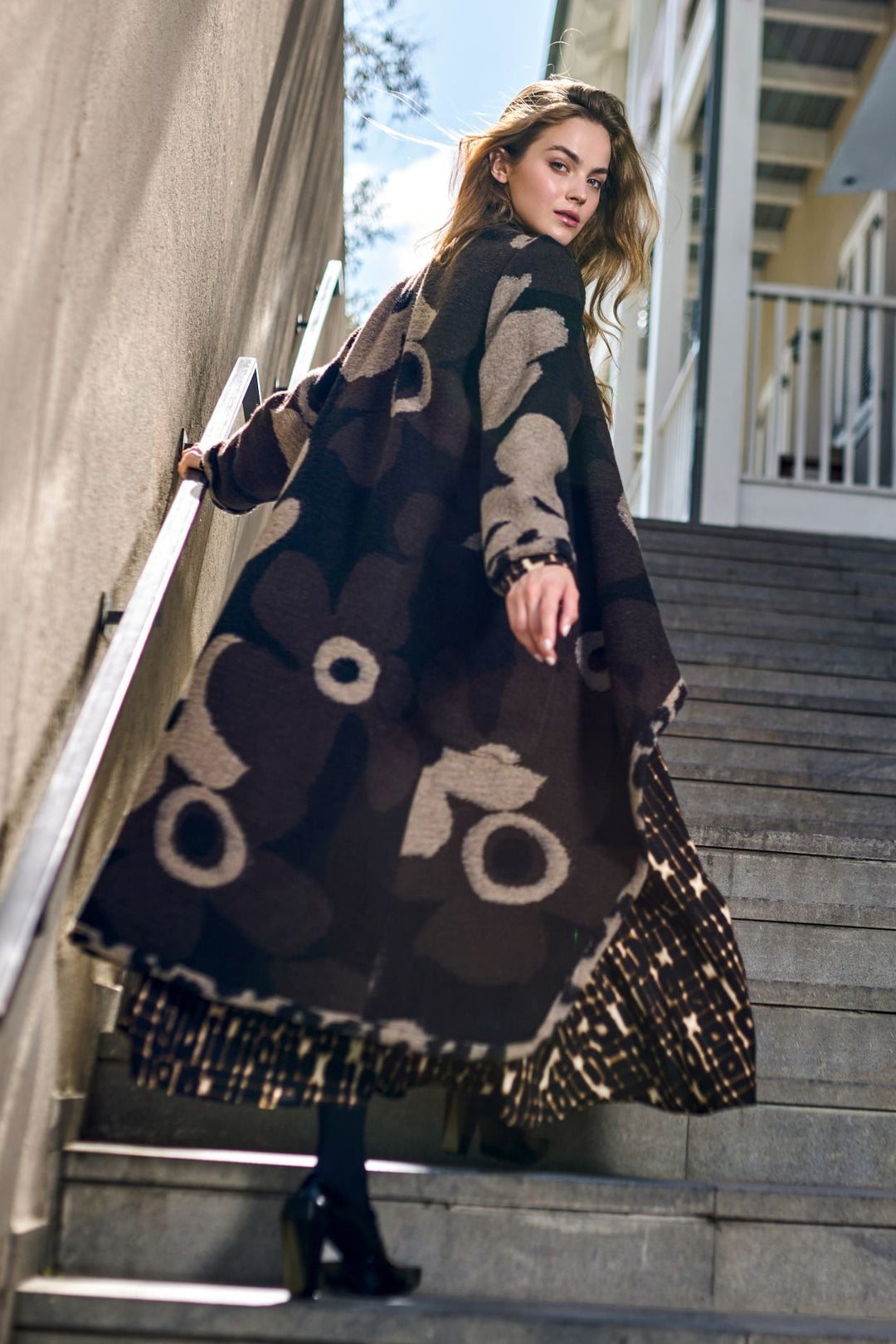 Jamboree Cozy Draped Coat, Floral
