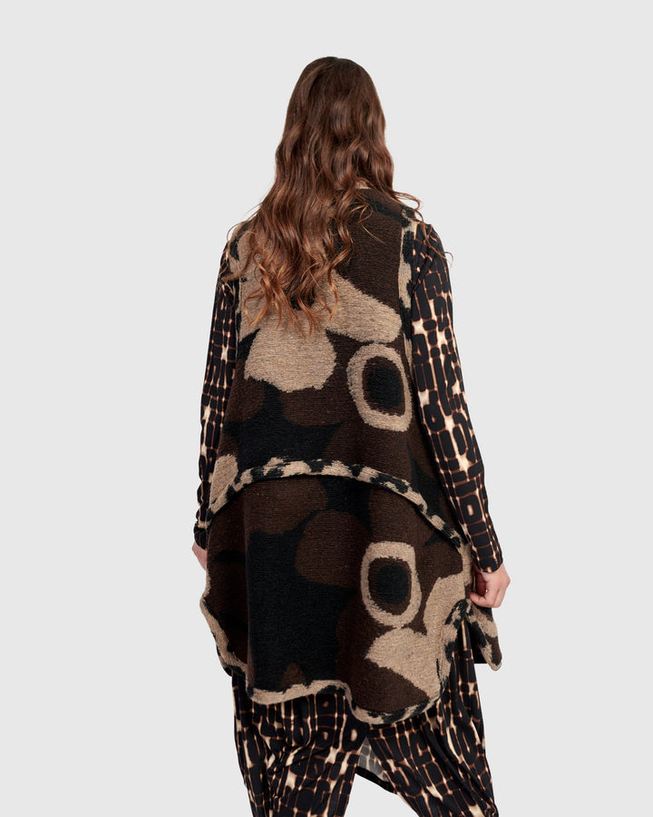 Piped Cozy Draped Vest, Floral
