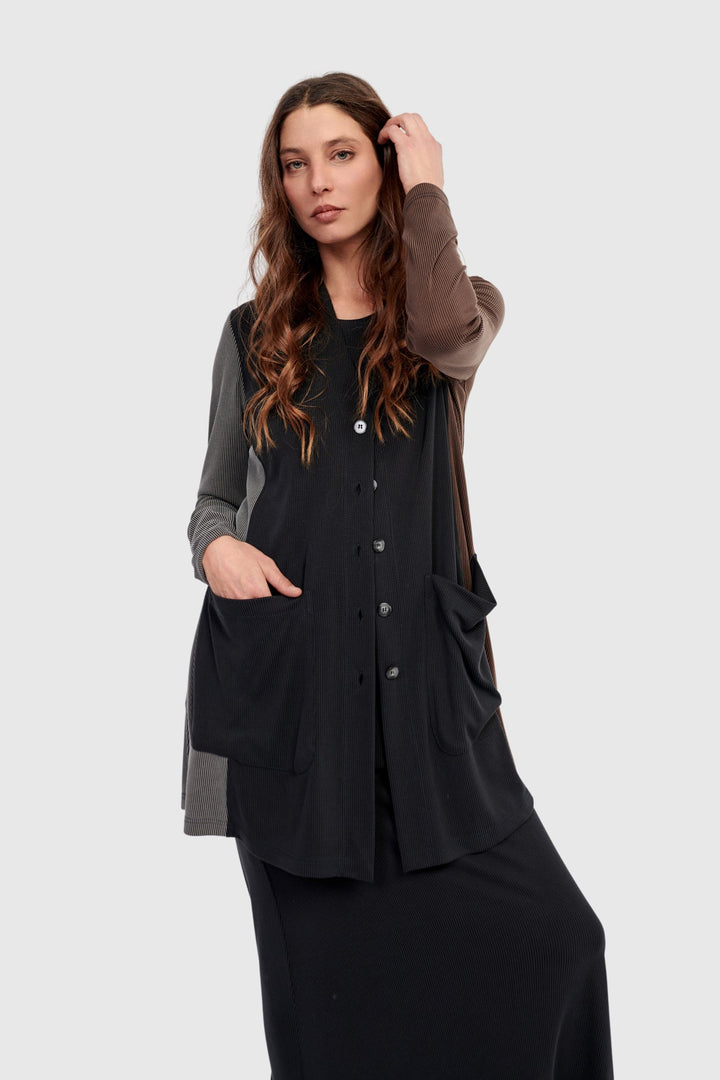Shadow Cupro Relaxed Cardigan, Mix