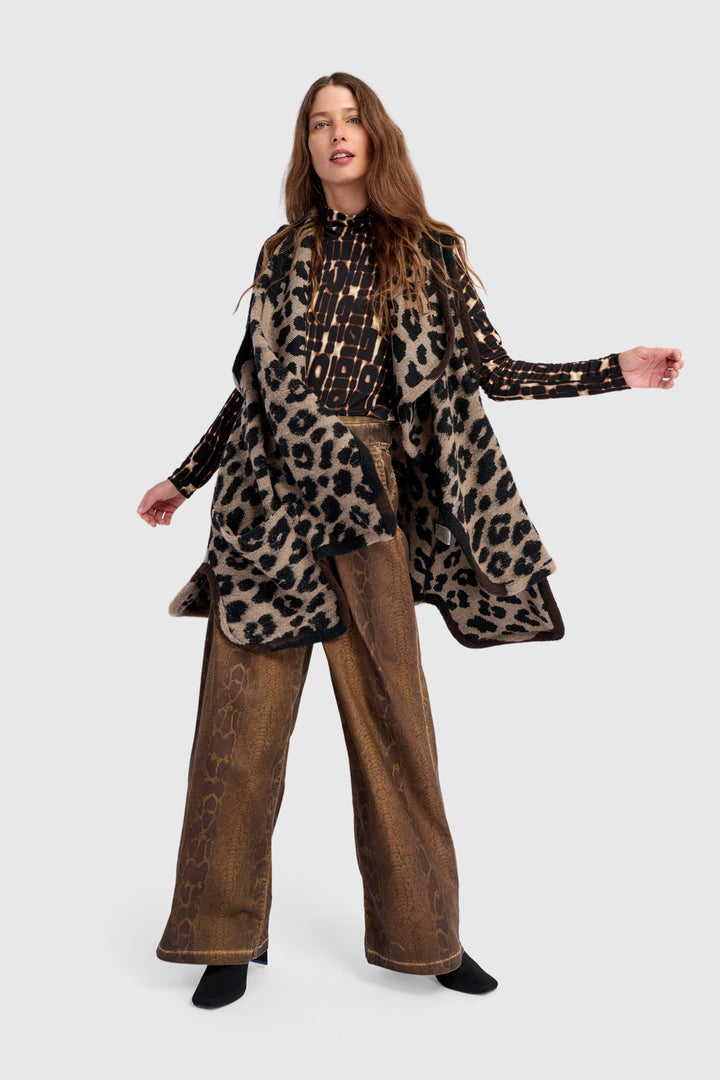 Savage Cozy Draped Vest, Leopard