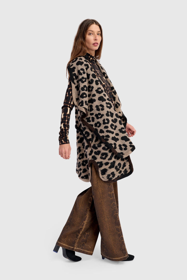 Savage Cozy Draped Vest, Leopard