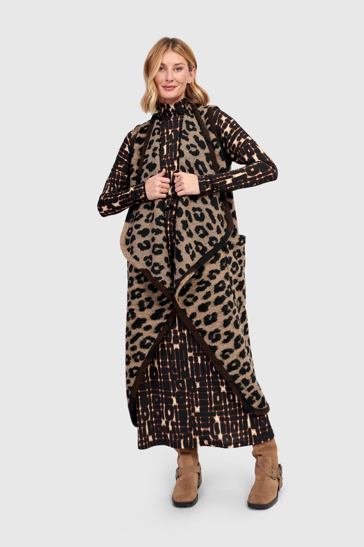 Savage Cozy Draped Vest, Leopard