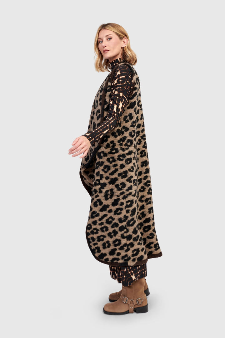 Savage Cozy Draped Vest, Leopard