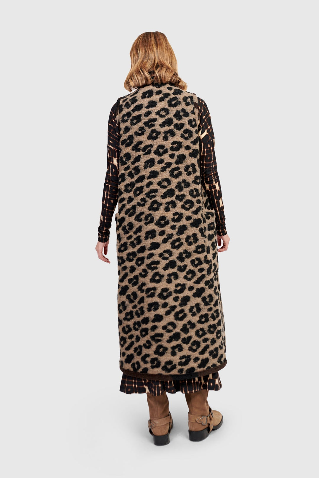 Savage Cozy Draped Vest, Leopard