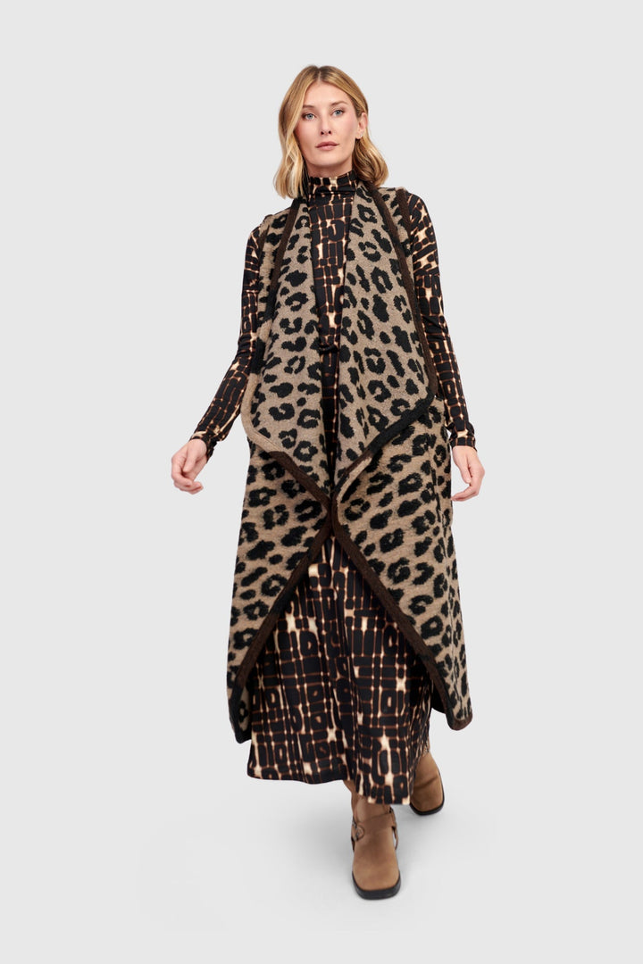 Savage Cozy Draped Vest, Leopard