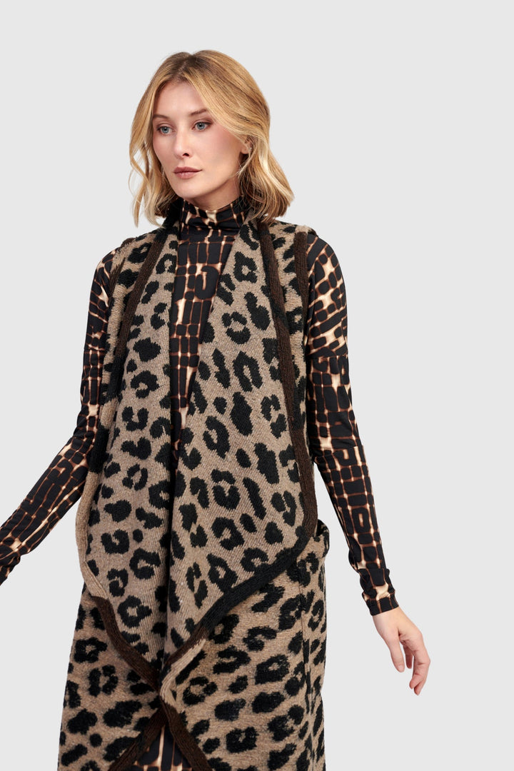Savage Cozy Draped Vest, Leopard