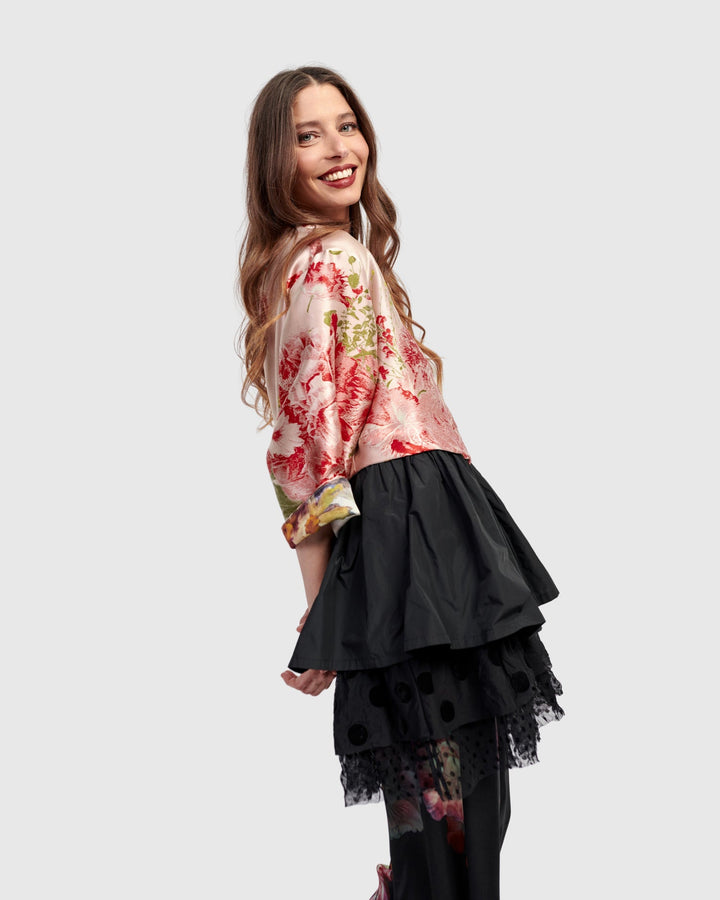 Sweetheart Peplum Jacket Roses