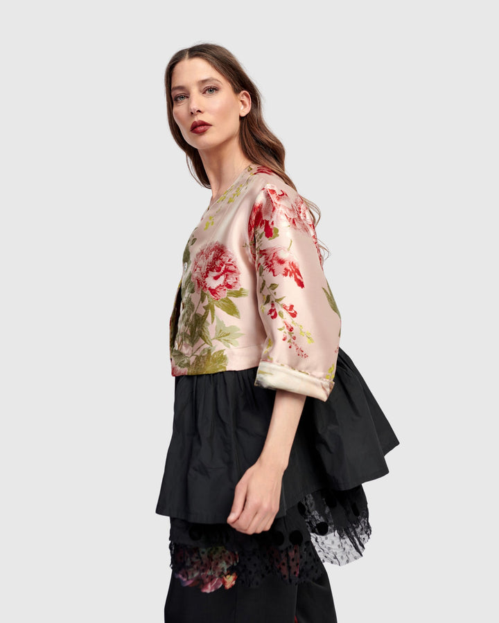 Sweetheart Peplum Jacket Roses