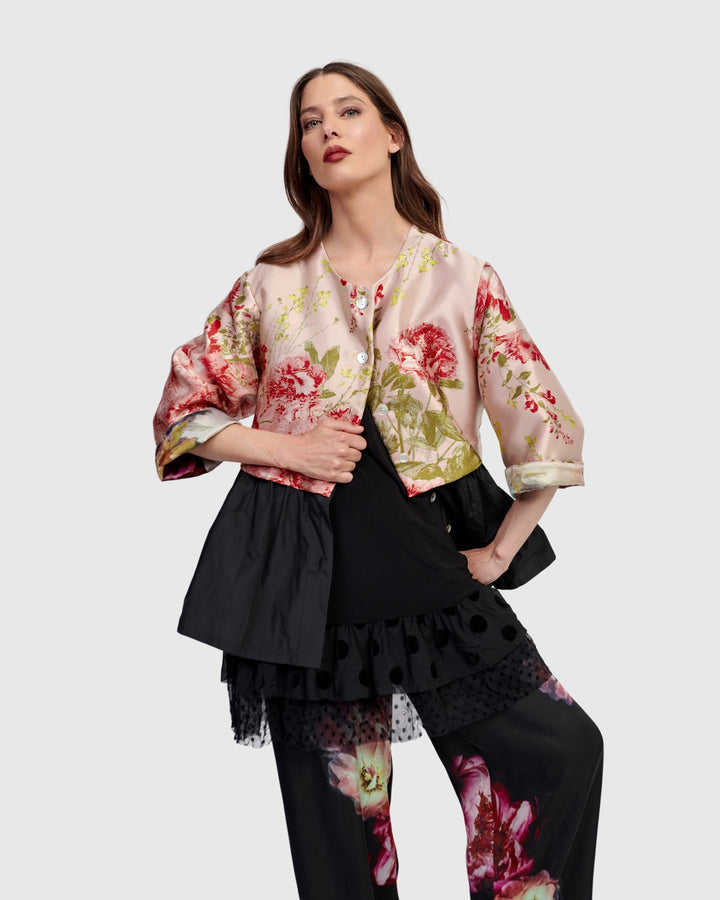 Sweetheart Peplum Jacket Roses