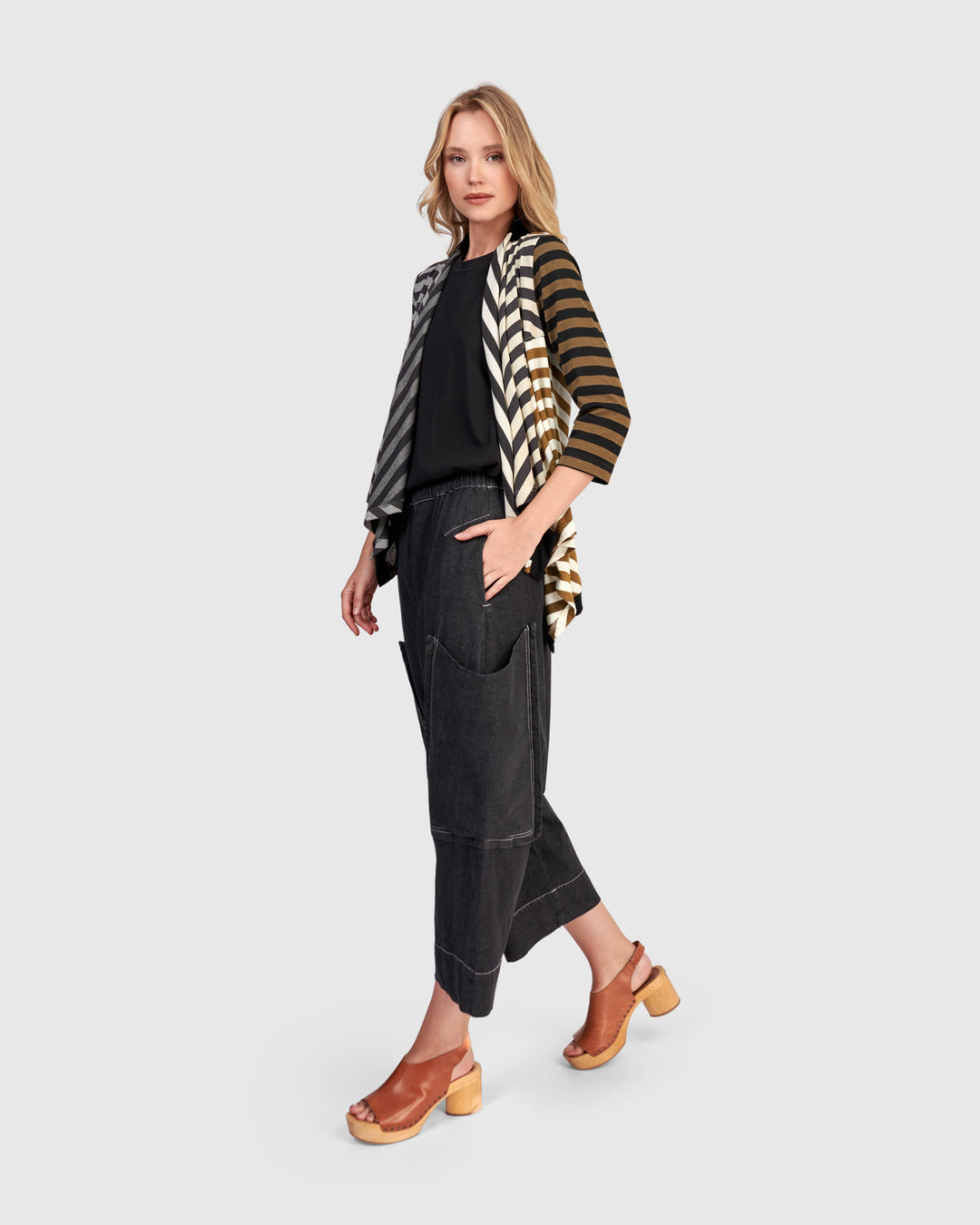 Cascade Knit Open Jacket Stripes