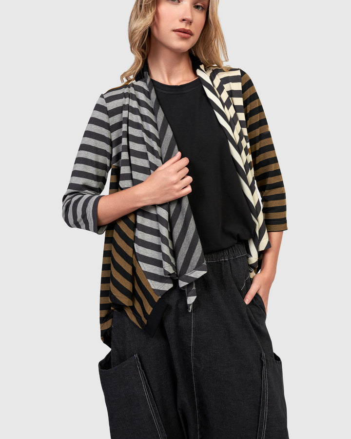 Cascade Knit Open Jacket Stripes