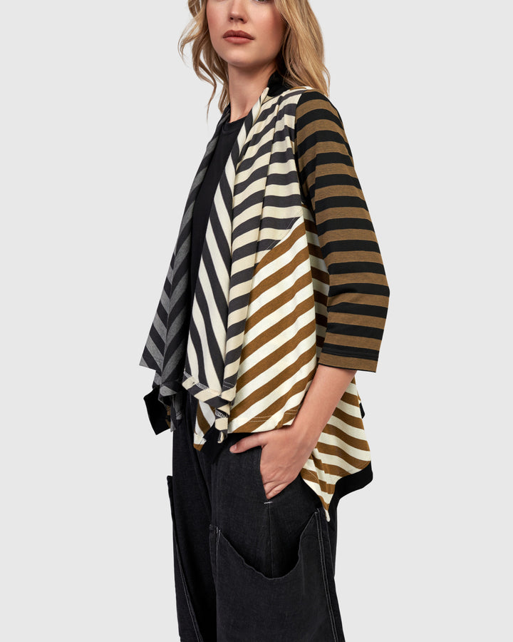 Cascade Knit Open Jacket Stripes