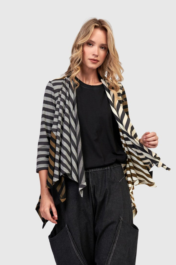 Cascade Knit Open Jacket Stripes