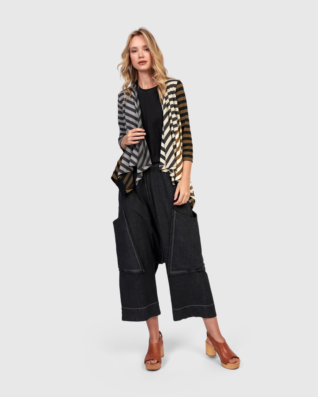 Cascade Knit Open Jacket Stripes