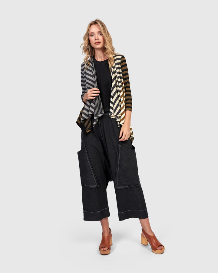 Cascade Knit Open Jacket Stripes