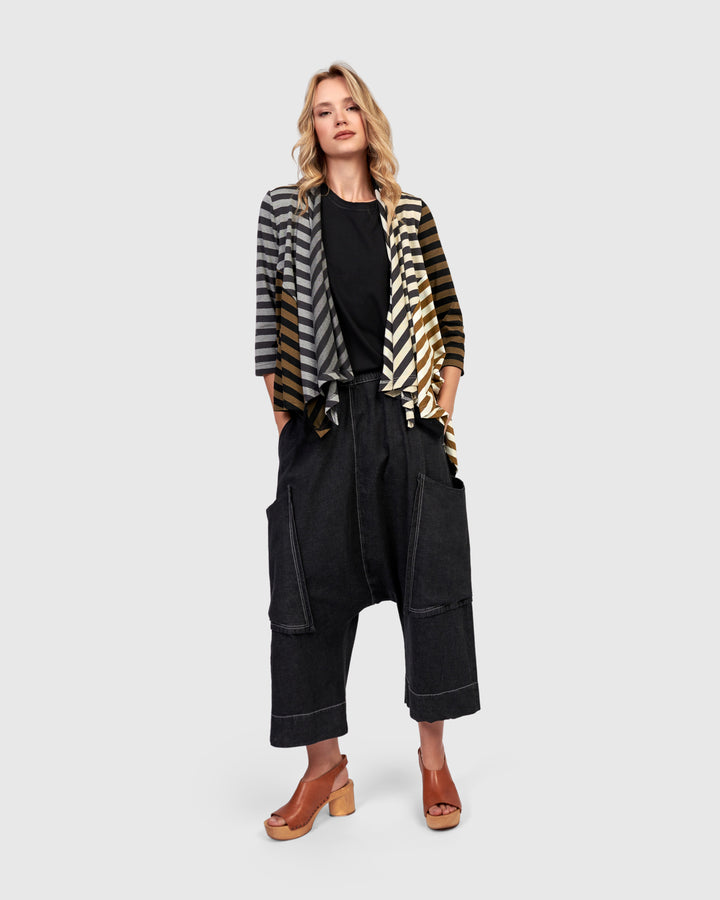 Cascade Knit Open Jacket Stripes