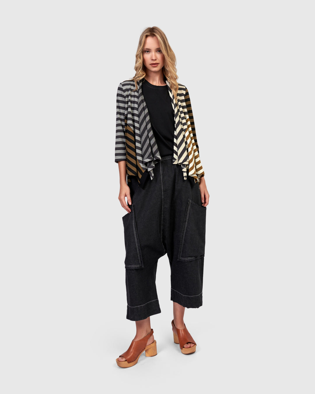 Cascade Knit Open Jacket Stripes