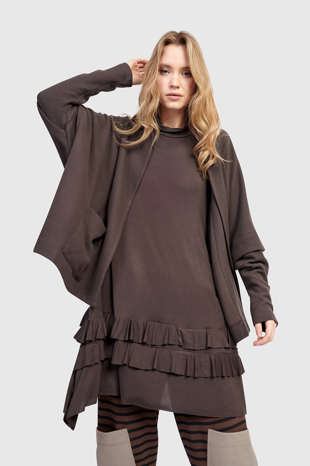 Urban Softie Ruffle Tunic, Mocha