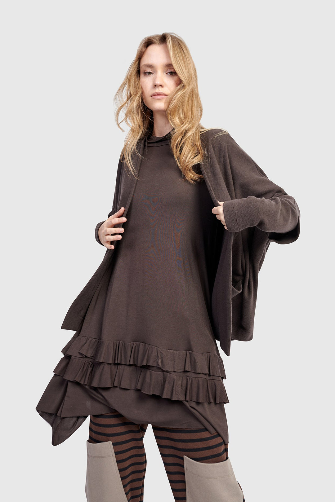 Urban Softie Ruffle Tunic, Mocha