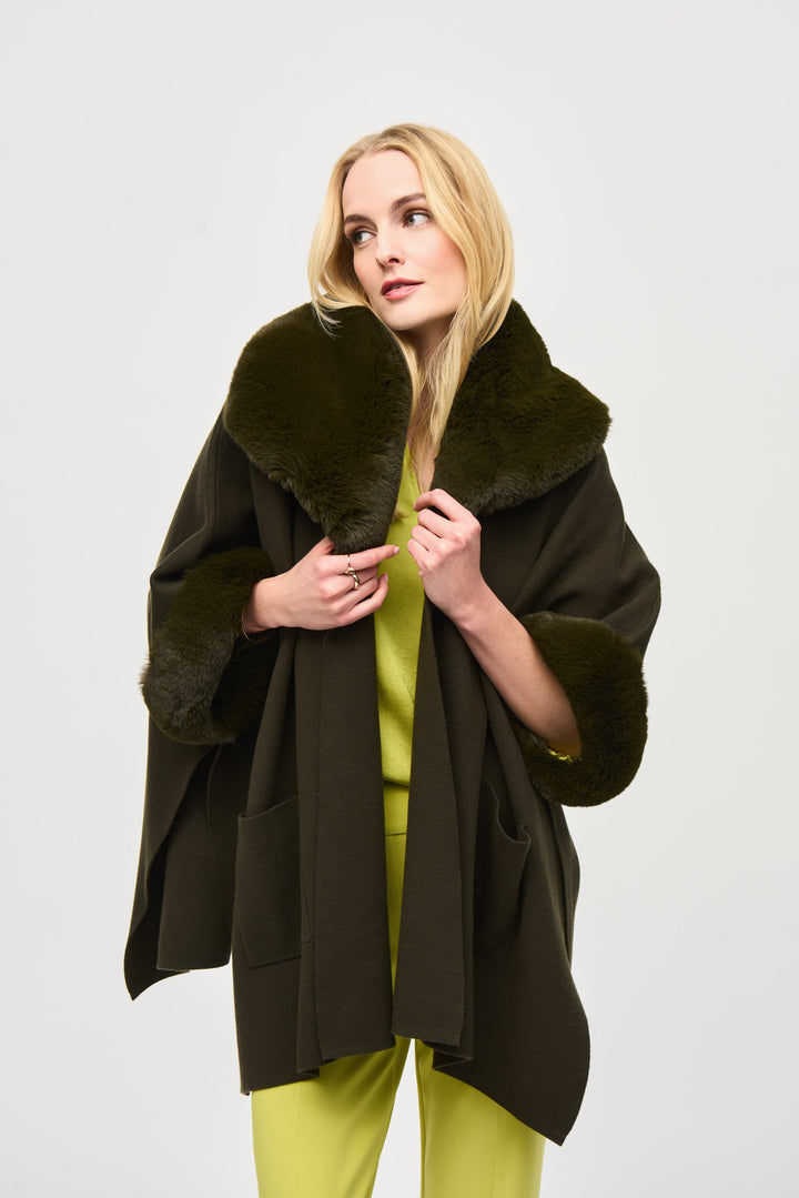 Faux Fur Trim Cape