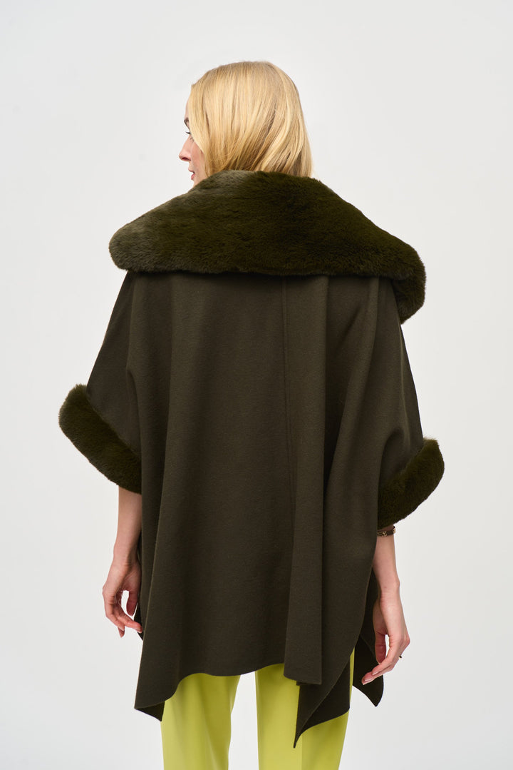 Faux Fur Trim Cape