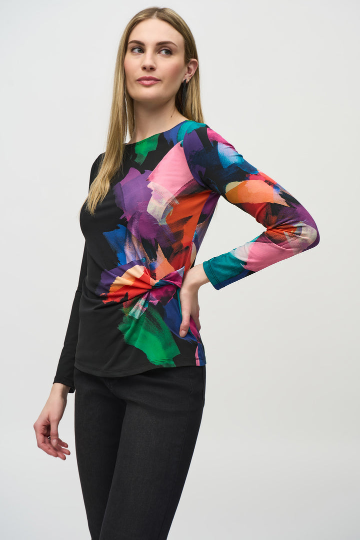 Silky Knit Abstract Print Top