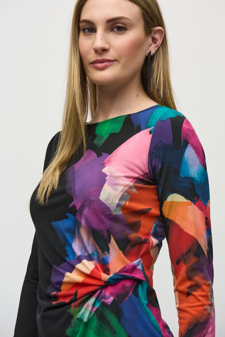 Silky Knit Abstract Print Top