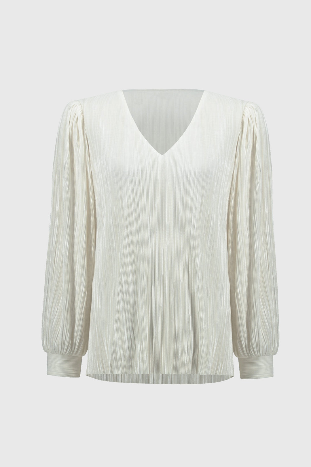 Pleated Knit Boxy V-Neck Top