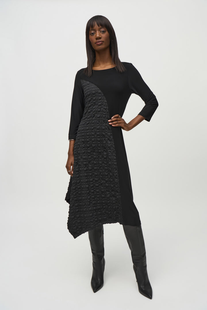 Silky Knit And Jacquard Handkerchief Dress