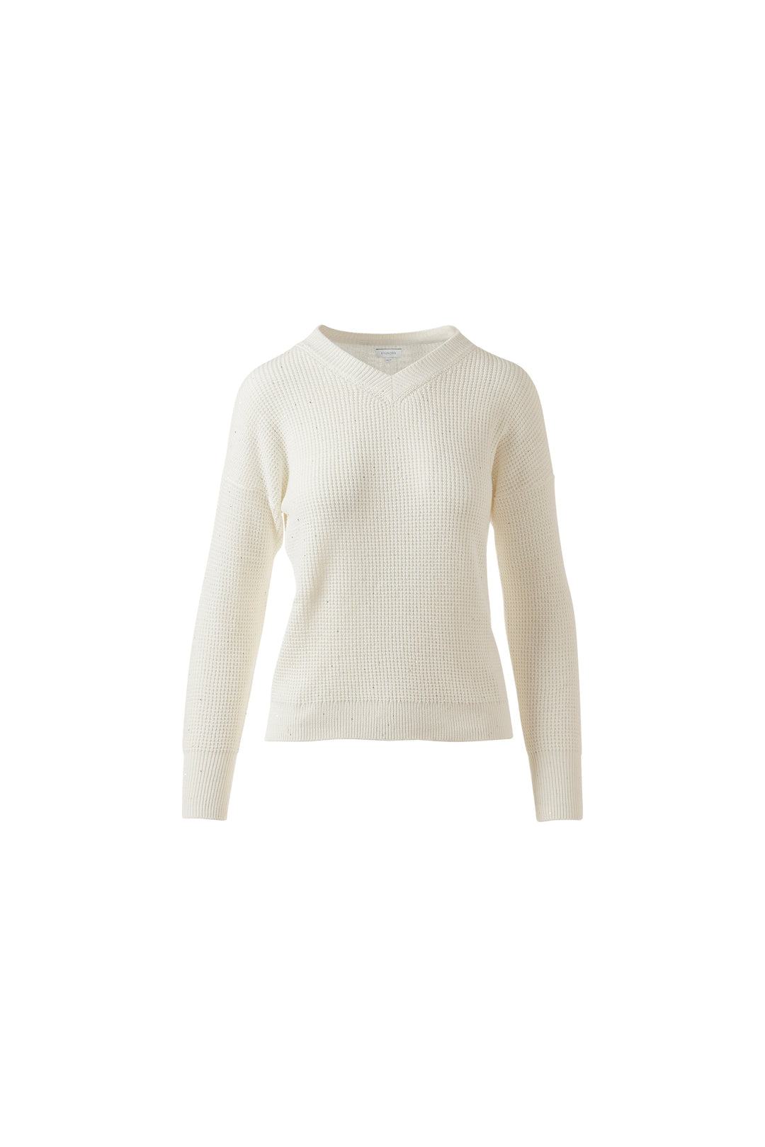 Thermal Sequin V-Neck Sweater Cream