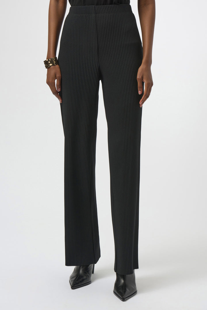 Pleated Scuba Crepe Wide-Leg Pants Black