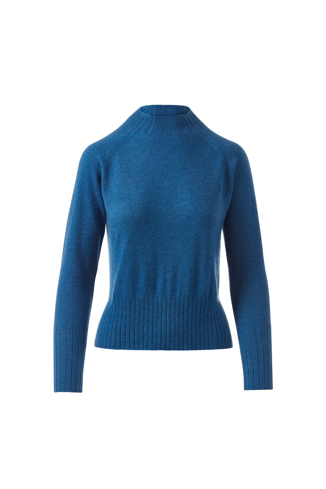 Hi-Low Rib Trim Funnel Sweater Sapphire