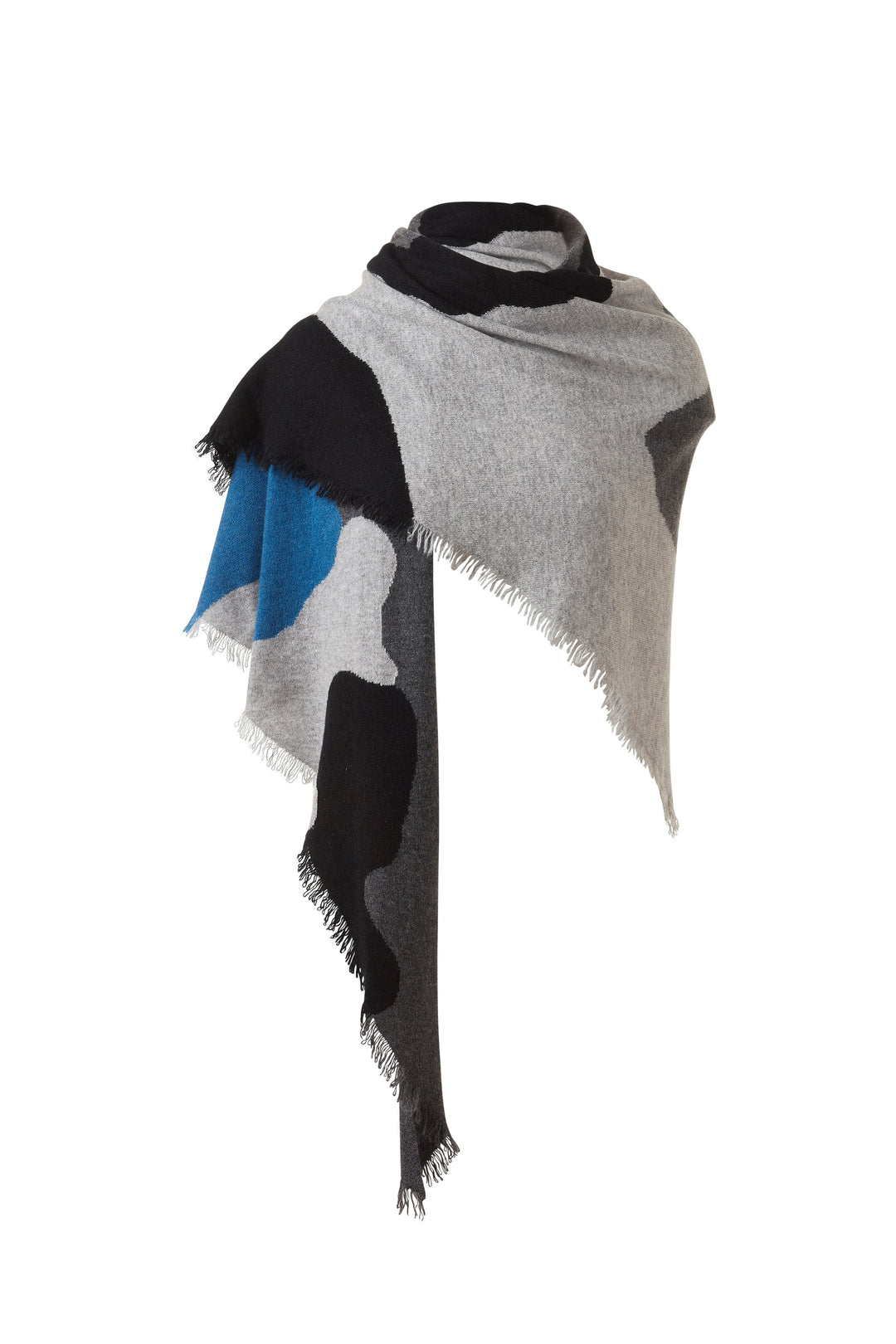 Intarsia Fringe Wrap Scarf Flannel