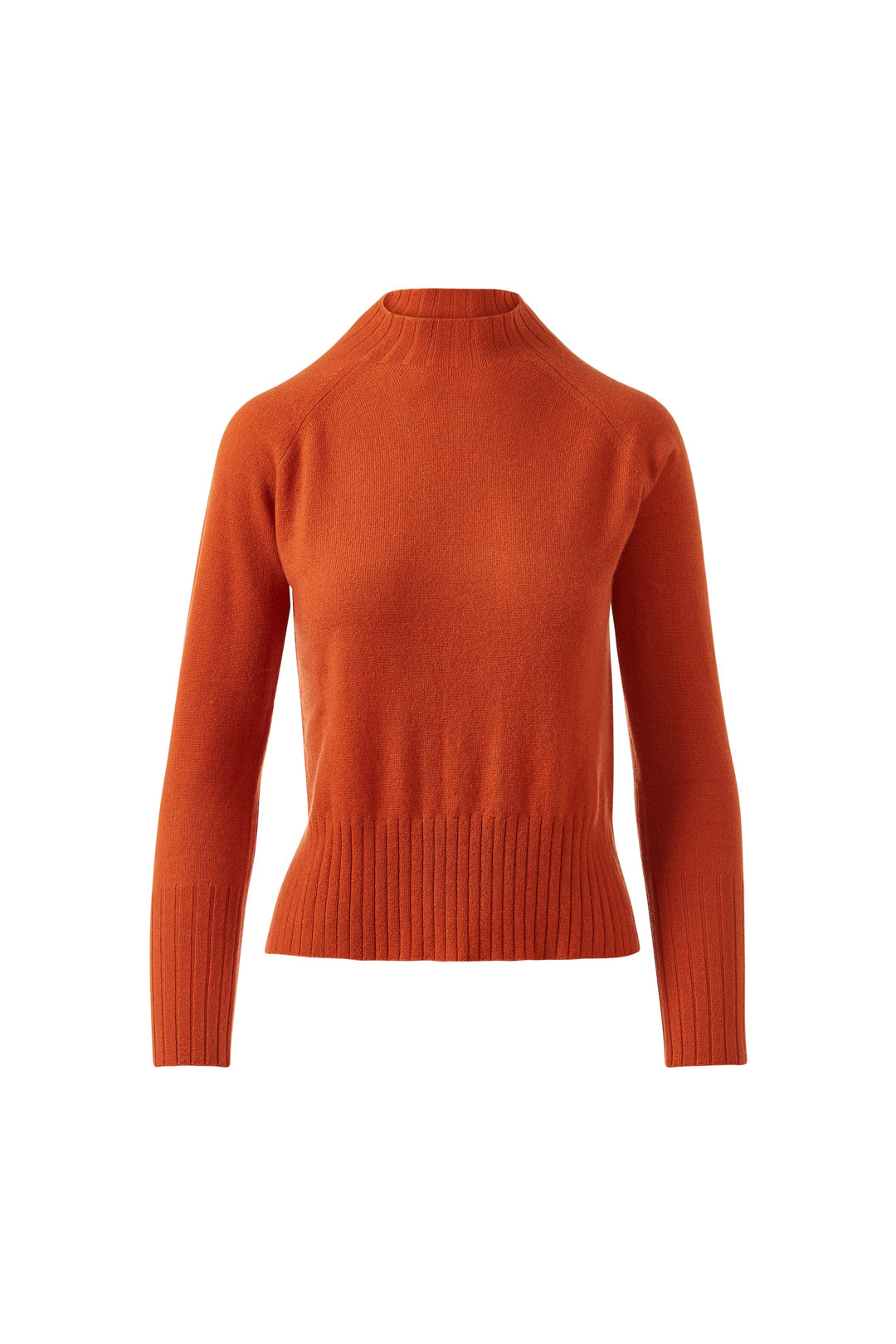Hi-Low Rib Trim Funnel Sweater Brandy