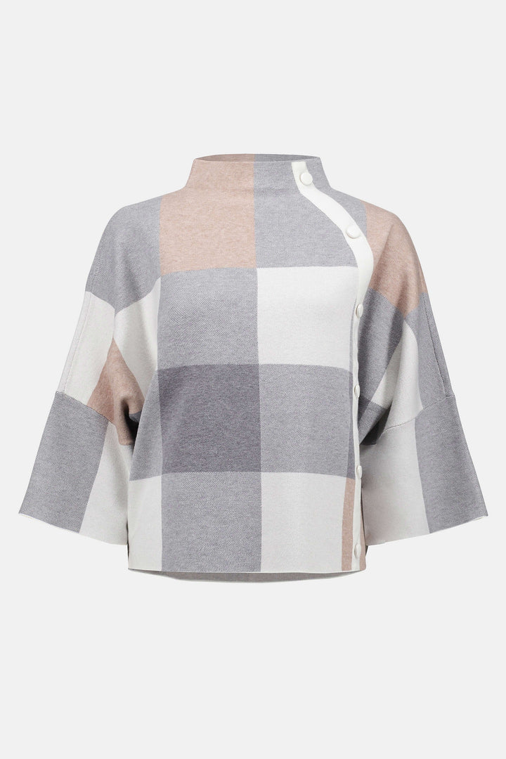 Plaid Jacquard Sweater Knit Top