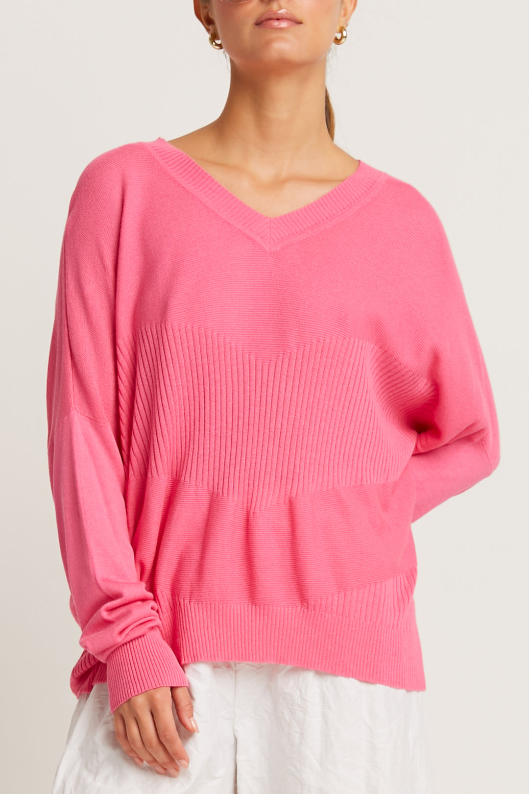 Pima Cotton Summer V Neck Sweater Punch