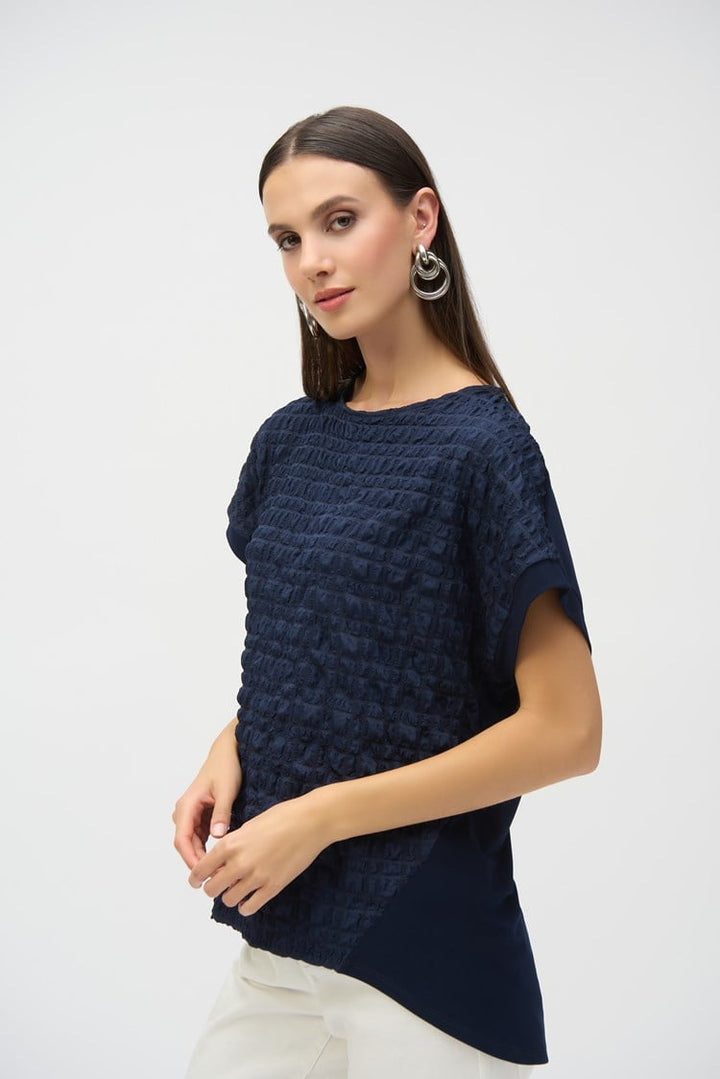 Bubble Jacquard and Silky Knit Straight Top