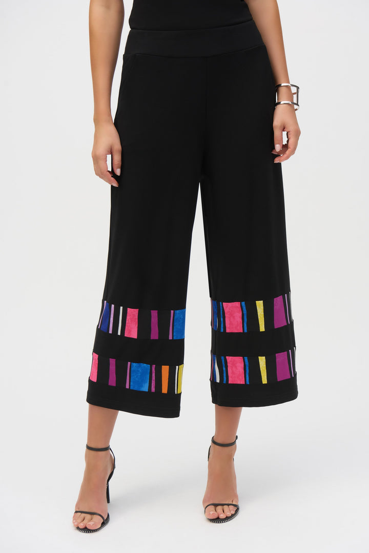 Silky Knit Stripe Print Culotte Pants