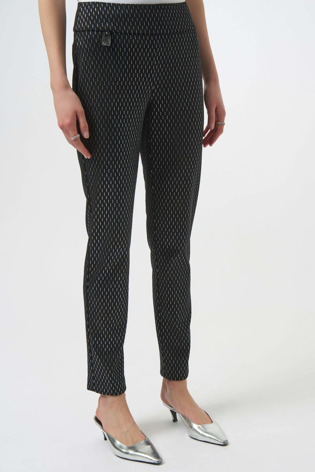 Foiled Heavy Knit Slim Fit Pants Black/Silver
