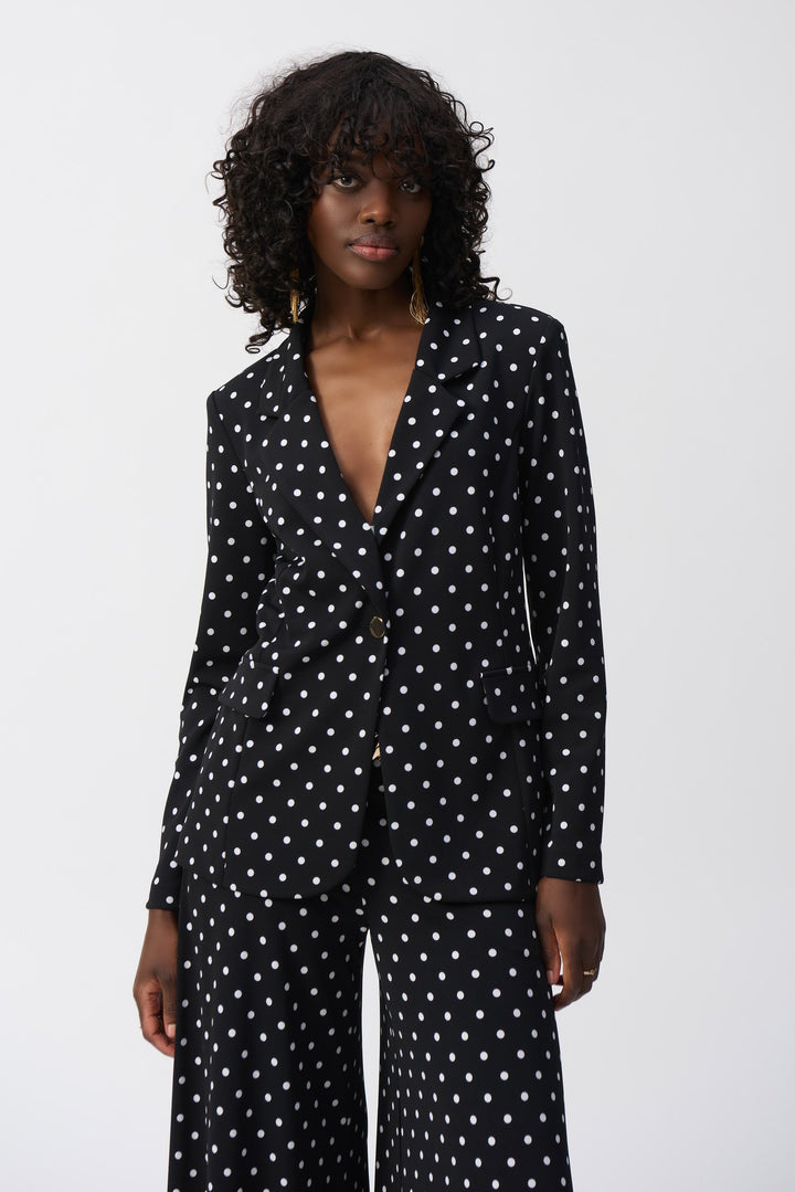 Silky Knit Dot Print Boxy Blazer