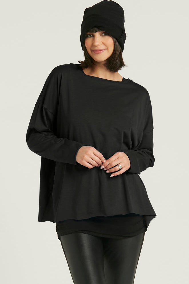 Pima Cotton Luxury Boxy Tee Black