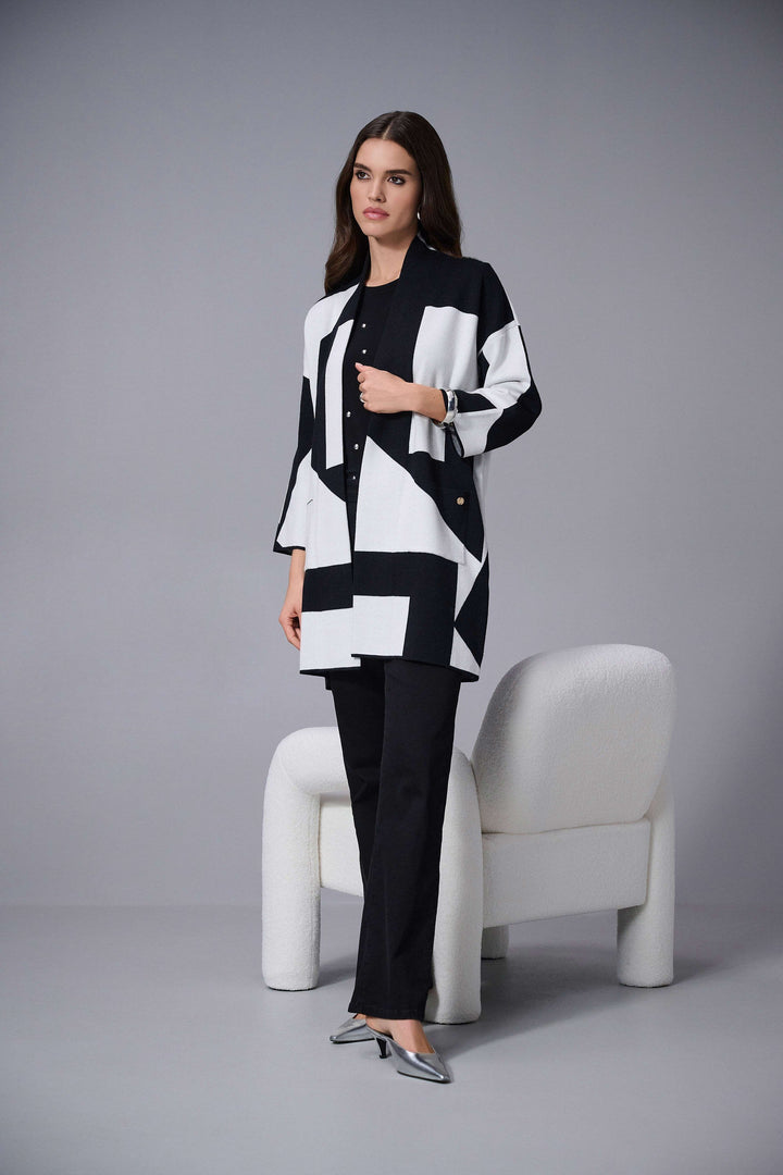 Jacquard Sweater Knit Colour-Block Cover-Up