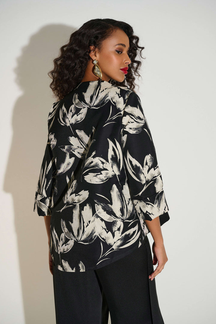 Jacquard Floral Print Swing Jacket