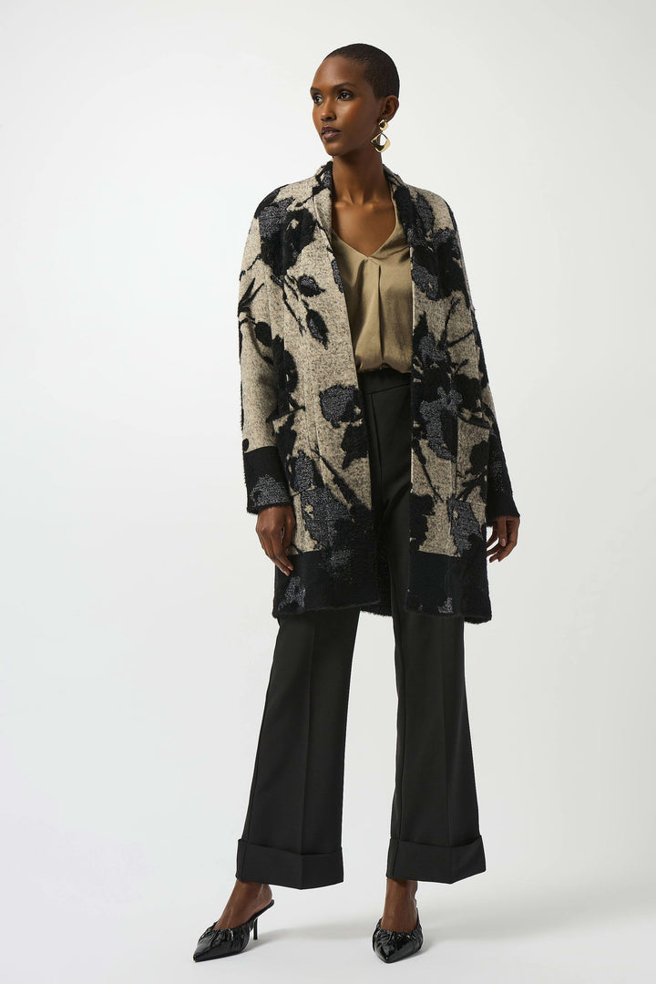 Abstract Jacquard Sweater Knit Long Cardigan