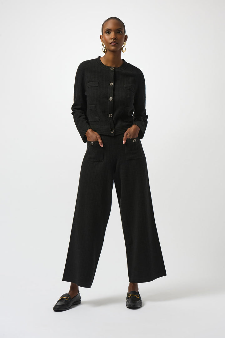 Sweater Knit Crew Neck Button-Front Jacket