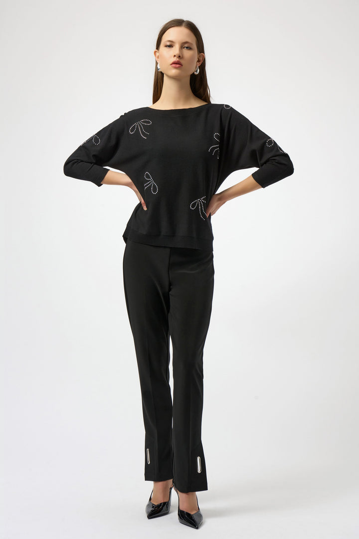 Sweater Knit Pullover with Iron-On Bow Detail