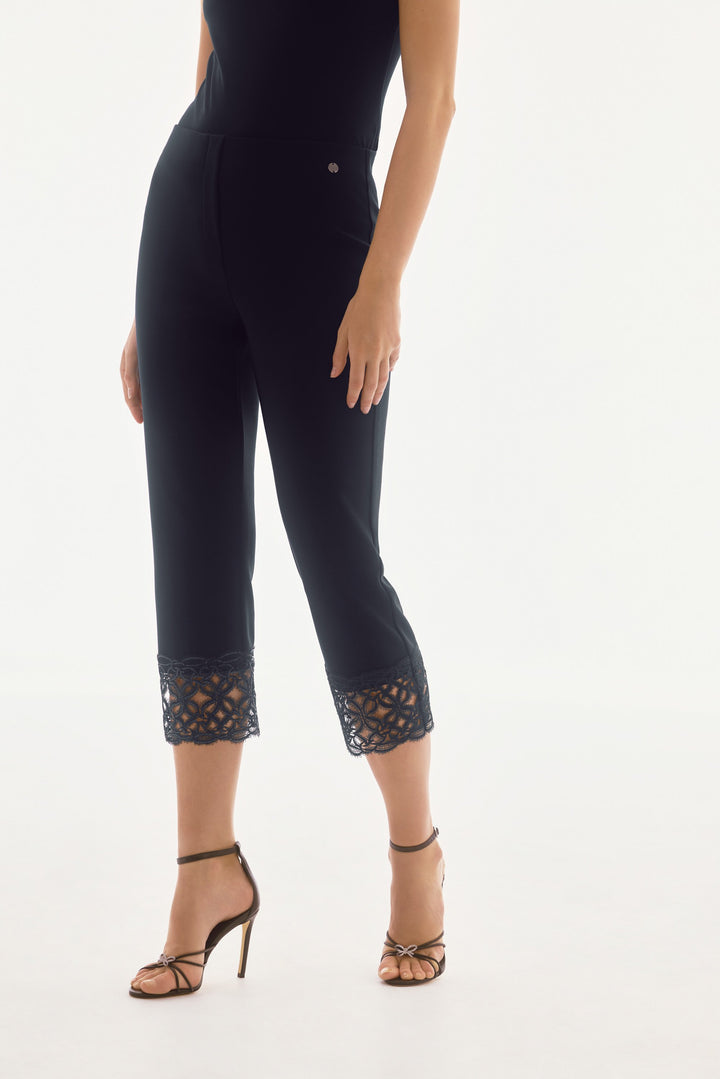 Silky Knit Crop Pants with Lace Hem