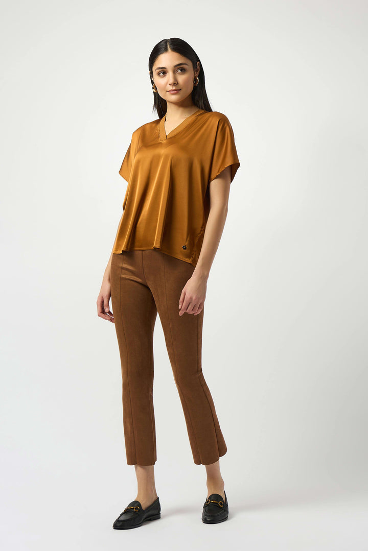 Satin Boxy Top with Rib Trim