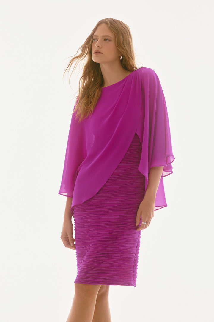 Cascade and Chiffon Sheath Dress Purple Orchid